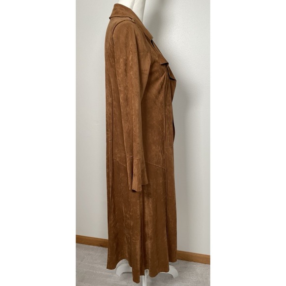 Soft Surroundings Faux Suede Duster Jacket Brown Long Open Front Cardigan SZ XS - Picture 6 of 9